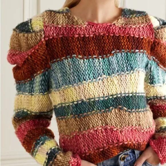 ULLA JOHNSON VIOLETA HAND WEAVED STRIPED MERINO WOOL SWEATER SZ M/L - Picture 12 of 13